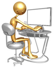Gold man providing technology support